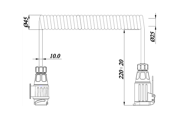 KAMAR E1384 σπιράλ ηλεκτρικό καλώδιο 3m 12V βύσμα/πρίζα 13 ακροδεκτών