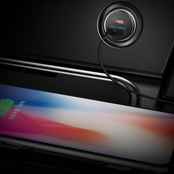 Φορτιστής αυτοκινήτου BASEUS Κυκλικός Πλαστικός USB-A, USB-C 30W