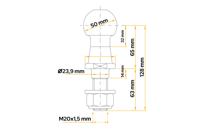 Μπάλα για ρυμούλκηση Winterhoff KUB 50 mm - 2000 kg
