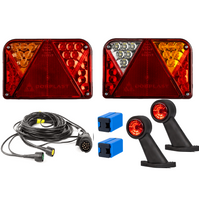 Σετ φώτων: Πίσω φώτα LED DOBPLAST DPT35 + πλευρικά φώτα σήμανσης LED FRISTOM FT-009 + καλωδίωση MANTES 4,5m 7 επαφών