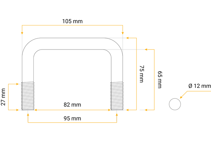 Τετράγωνο u-μπουλόνι M12 65/82/65