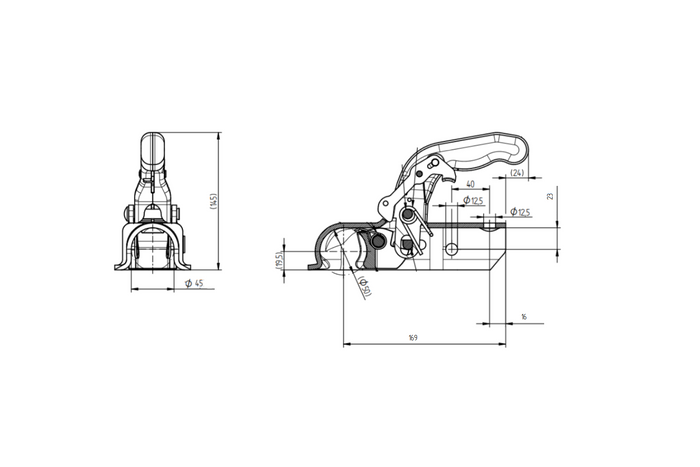 Ρυμουλκούμενο KNOTT K20-B με μπάρα έλξης 45 mm, από χυτοσίδηρο