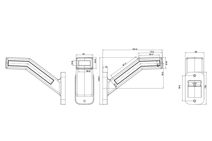Φανός σήμανσης WAŚ W168.1 1165P LED δεξιά