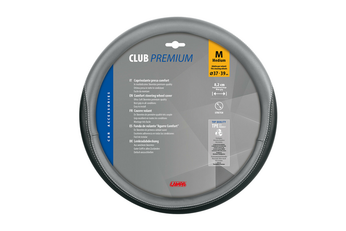 Κάλυμμα τιμονιού LAMPA CLUB 37-39cm γκρι-μαύρο
