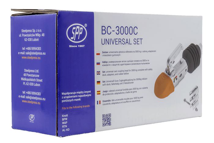 Ρυμουλκούμενο STEELPRESS BC-3000C-00-00+Z3 με μπάρα έλξης για ρυμουλκούμενο 3000kg με ράβδο έλξης 35-50mm, από χυτοσίδηρο