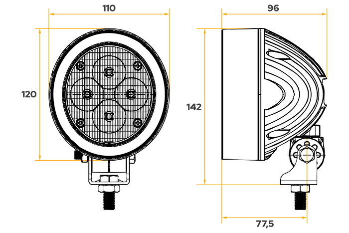 Ανακλαστήρας λάμπας εργασίας LED TT Technology TT.16604 4xLED 3200lm γκρι για John Deere