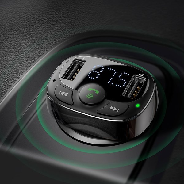 Πομπός bluetooth 4.2 MP3 τύπου FM BASEUS T + 2x USB 3.4A φορτιστής αυτοκινήτου
