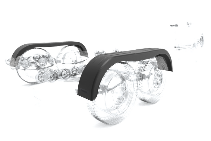 Tandem λασπωτήρας για τρέιλερ 13-14" DOMAR D20522 επίπεδη καμάρα τροχού 1500/220mm