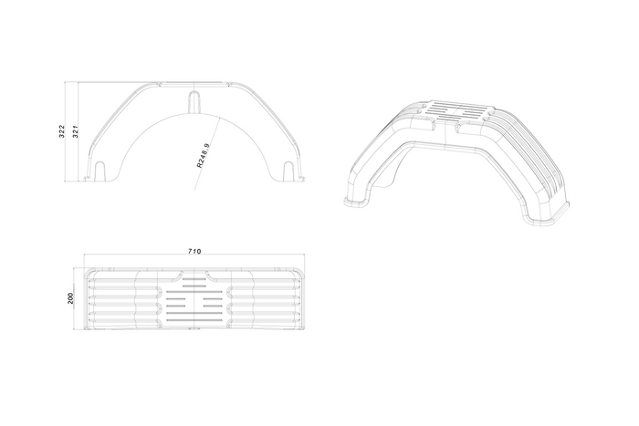 Φτερό ρυμουλκούμενου, επίπεδος θόλος τροχού 13-14" 710/200mm